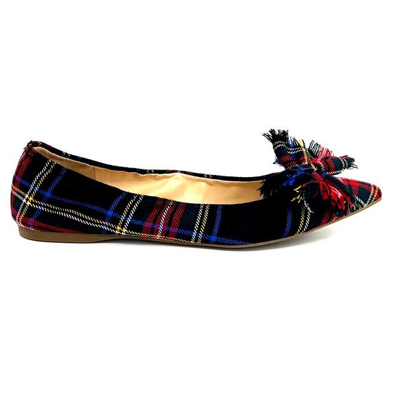 J.CREW Lottie Tartan Plaid Bow Pointed Flats - Picture 3 of 7